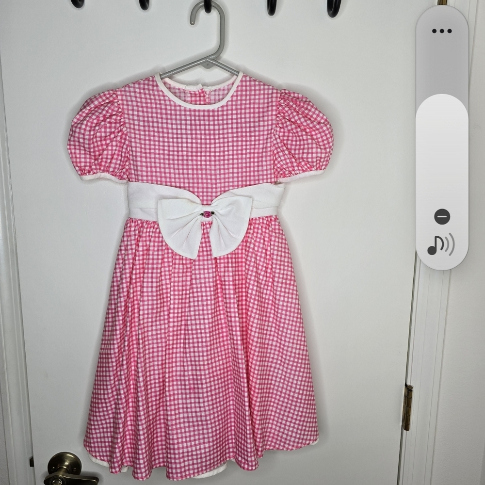 Vintage Emily West Pink and White Gingham Dress Size 6X